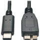 Eaton Tripp Lite Series USB-(m) B (m) C to USB Micro-B Cable (M/M) - USB 3.2, Gen 2 (10 Gbps), Thunderbolt 3 Compatible, 3 ft. (0.91 M) - Câble USB - 24 broches USB-C vers micro-USB type - USB 3.1 Gen 2 - 3 a - 3 ft - moulé - Noir – image 3 sur 3