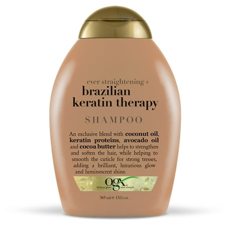 OGX Ever Straightening + Brazilian Keratin Therapy Shampoo, 13 FL (Best Way To Straighten Natural Hair Without Chemicals)