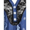 thumbnail image 3 of Más el tamaño de panel de encaje floral camiseta impresa Rosegal  Mangas largas de talla grande, 3 of 5