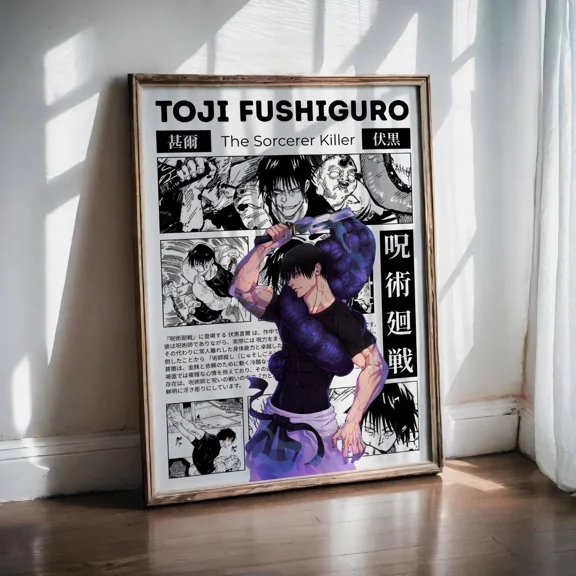 GATEGOO Poster Toji Fushiguro Jujutsu Kaisen Poster | Manga Jjk Wall Art Print Home Decor 8X12, UNFRAMED