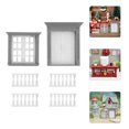 thumbnail image 3 of KAKOWELY 1 Set Dollhouse Window: Dollhouse Building Material Door Window Fences - Diy Miniature House Kit For Sand Table Model Architecture Making,2.83X"X2.56"X2.17", 3 of 4