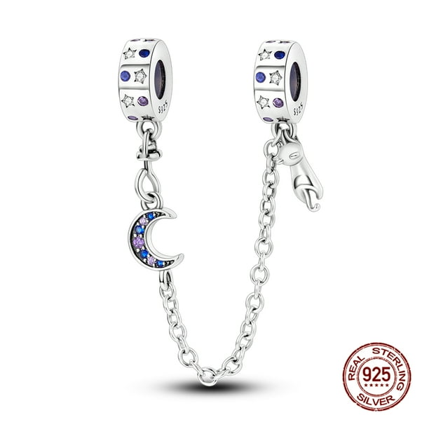 Charms Venta Caliente 925 Plata Esterlina Estrellas Y Luna Niños Y Niñas Cadenas De Seguridad Espaciador De Gel De Sílice Perlas Compatible Con Pandora Pulseras Originales DIY Joyería
