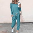 thumbnail image 2 of Ensemble Décontracté pour Femmes, T-Shirt à Manches Longues Patchwork Color Block et Pantalon Long, 2 of 5