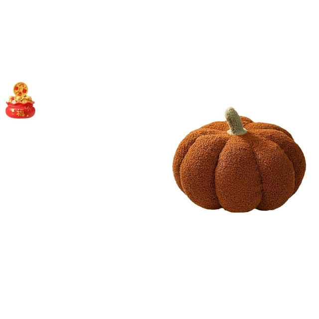 Escultura de escritorio, figura de calabaza, almohada, estatua de del tesoro, juguete de peluche elaborado con resina y felpa, adecuado para