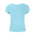 thumbnail image 4 of IROINNID Women's Crop Backless Tops Tight-Fitting Short Sleeve High-Neck Solid Color Tops, 4 of 9
