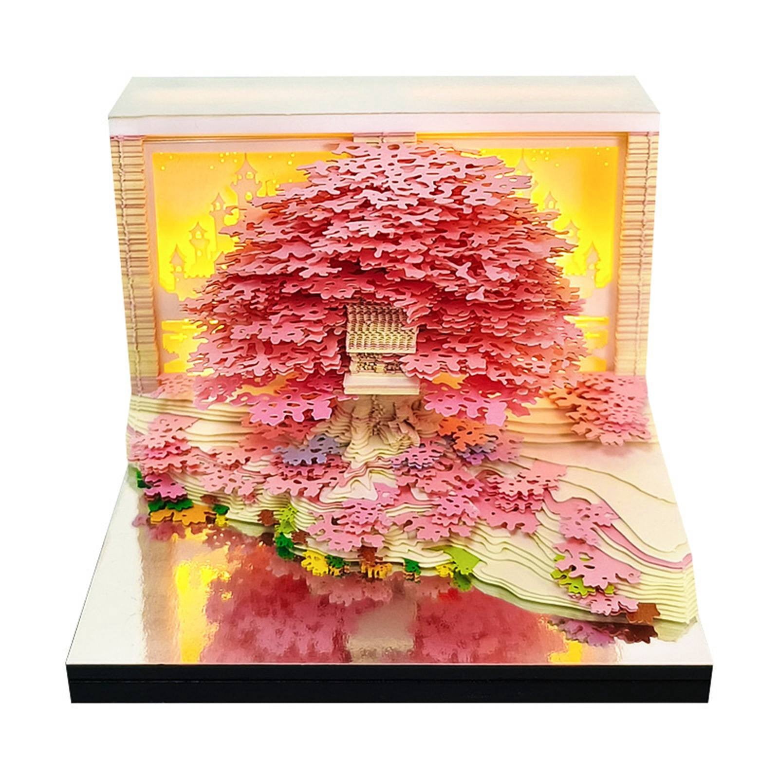 Lshn 3D LED Desk Calendar, 2026 Memo Pad Calendar, DIY Paper Craft Art, Romantic Tabletop Decoration, Creative Housewarming Gift, for Office Desktop Display