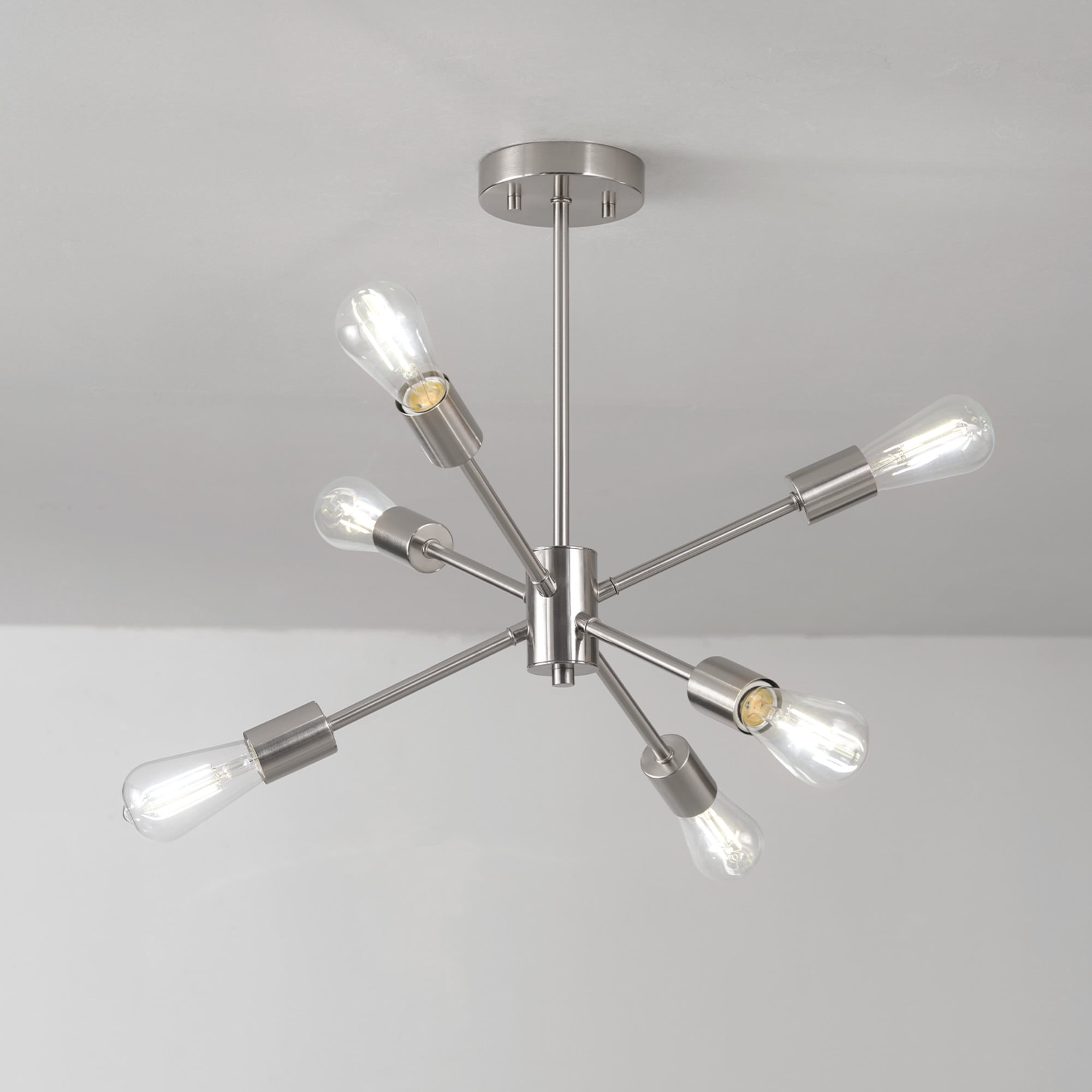 Better Homes & Gardens 6 Lights Semi-Flush Mount, Satin Nickel, Bulb Not Included