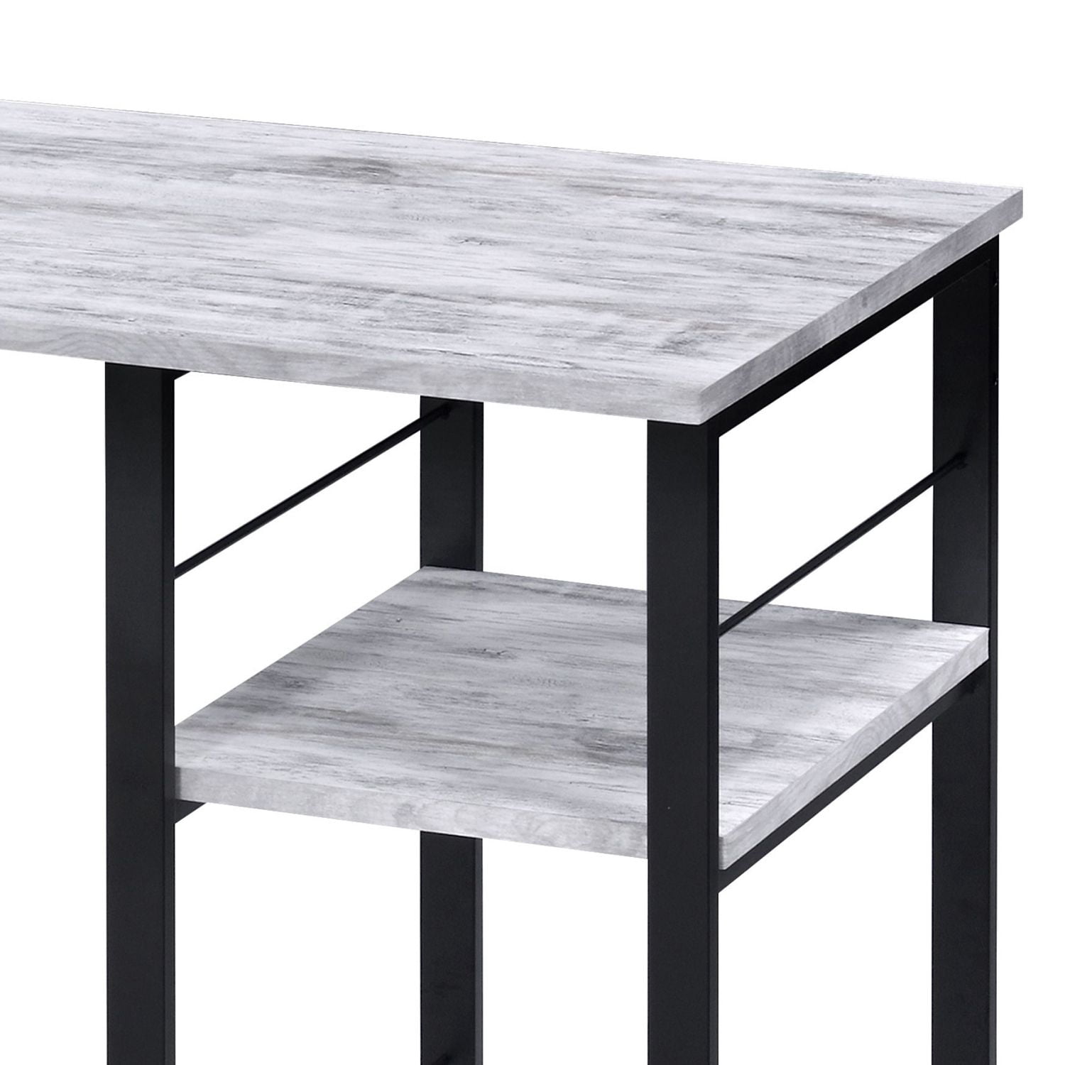 Rectangular Writing Desk with 2 Open Shelves, Spacious Work Surface, Metal Open Base, 47.5 in, Home Office and Study