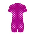 thumbnail image 3 of Summer Plus Size Two Piece Outfits for Women Fashion Polka Casual Home Two-piece V-neck Top With Pocket Shorts Set, 3 of 5