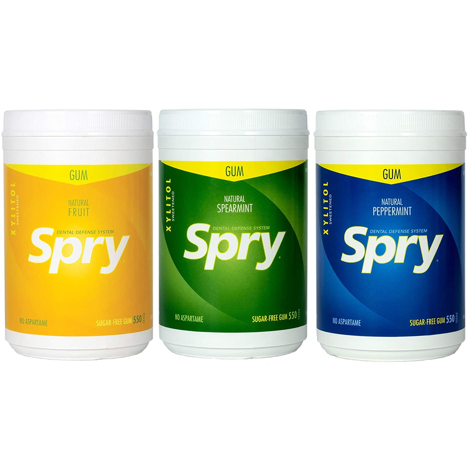 Spry Natural Gum, 3 Flavor Variety Pack, Natural Xylitol Chewing Gum