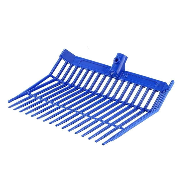 Repuesto de cabezal de horquilla para estiércol, herramienta de jardinería resistente con púas en ángulo, rastrillo para estiércol de caballo para Azul