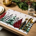 thumbnail image 4 of Christmas Placemats Set of 4, Xmas Tree Place Mats Red Black Buffalo Plaid Snowflakes Linen Placemat Table Decoration for Kitchen Table Dinner Xmas Holiday Party Home Decor Indoor Outdoor 13x19 Inch, 4 of 9