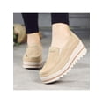 thumbnail image 4 of LUXUR Women Shoes Flat Slip On Loafers Casual Sneakers Memory Foam Insoles Wedge Platform Round Toe Suede Khaki 6, 4 of 6