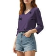thumbnail image 4 of Yigetop Womens 3/4 Sleeve T Shirts, Women's Fashion Casual Print Three Quarter Sleeve Top T Shirt Quarter Length Sleeve Tops for Women Purple M, 4 of 9