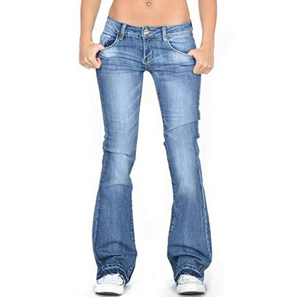 Lilylll Lilylll Womens Low Waist Flared Jeans Bootcut Washed Denim Pants Walmart Com Walmart Com