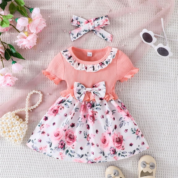 Kids Toddler Baby Girls Spring Summer Floral Ruffle Dress Clothing