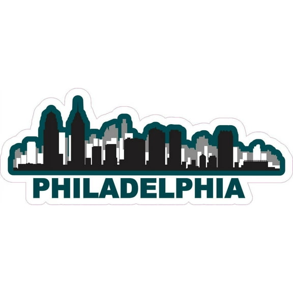 StickerTalk Philadelphia Skyline Green Vinyl Decal Sticker, 5 inches x 2 inches