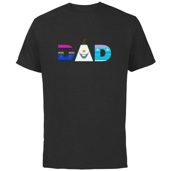 Disney Frozen Elsa Anna Olaf Dad Father's Day Birthday - Short Sleeve Cotton T-Shirt for Adults - Customized-Black