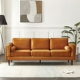 thumbnail image 2 of ASHCROFT Hudson 88" Mid Century Velvet Sofa Couch, Modern Pillow Back 3 Seater Sofa  with 2 Bolster Pillows, Living Room Bedroom Apartment Dorm Office, Orange, 2 of 7