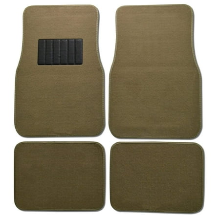 Premium Carpet 4PC Front & Rear Driver Passenger Floor Mats Cars Trucks Sedans SUVs (Tan)