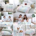 thumbnail image 5 of 3 Piece Blue Pink Plaid Duvet Cover Set Queen Size,Microfiber Comforter/Quilt Cover with Corner Ties and 2 Pillowcases,Pastel Green White Buffalo Patchwork All Season Soft Bedding with Zipper Closure, 5 of 8