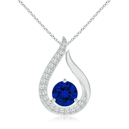 ANGARA Lab Grown 1.6 Ct Blue Sapphire Tulip Pendant with Diamonds for Women in 14K White Gold (Size-7mm) | September Birthstone Anniversary Jewelry Gift for Women | Lab-Grown Blue Sapphire Necklace ANGARA Lab Grown 1.6 Ct Blue Sapphire Tulip Pendant with Diamonds for Women in 14K White Gold (Size-7mm) | September Birthstone Anniversary Jewelry Gift for Women | Lab-Grown Blue Sapphire Necklace