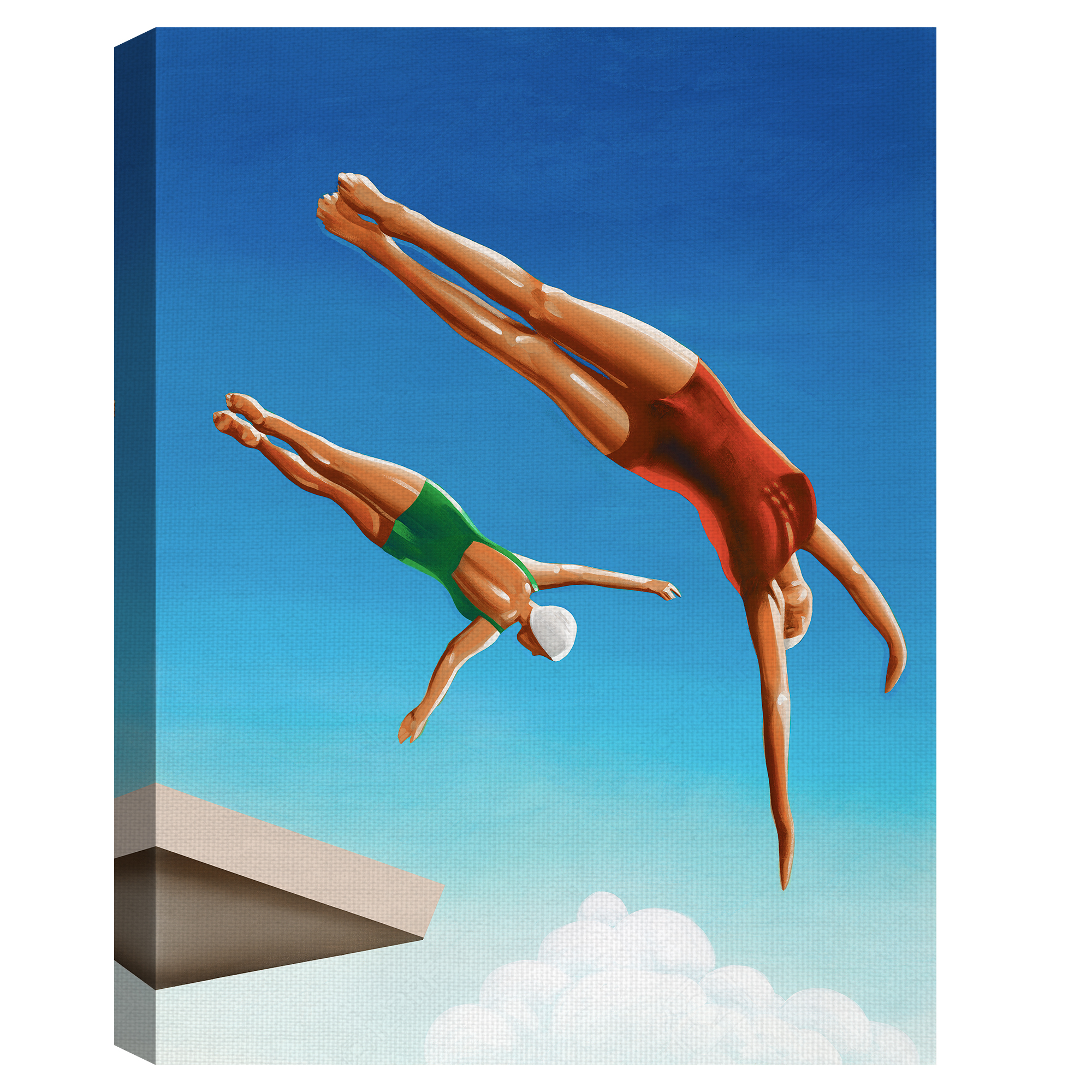 Masterpiece Art Gallery High Dive Pool Jumping By Gregory Garrett Canvas Art Print 30" x 40"