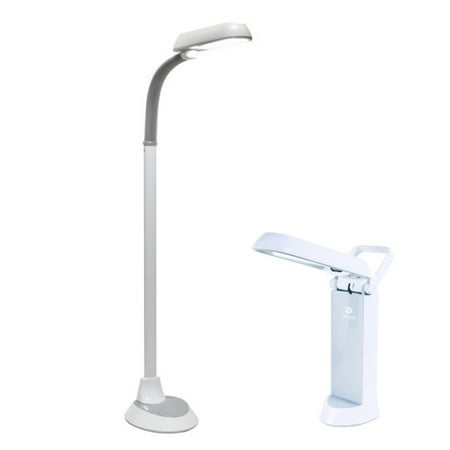 OttLite 18 Watt Floor Lamp an 13 Watt Desk Lamp Combo in White