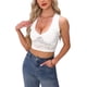 thumbnail image 1 of INSPIRAR CHIC Top de Mujer Sin Mangas de Encaje Floral con Escote en V Profundo, Top Corto de Cami Transparente S Blanco, 1 of 6
