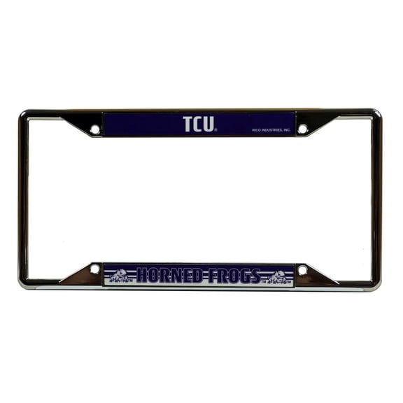 Texas Christian TCU Horned Frogs Chrome 4-Corner View License Plate Frame