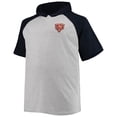 thumbnail image 2 of Men's Heathered Gray/Navy Chicago Bears Big & Tall Raglan Short Sleeve Pullover Hoodie, 2 of 3