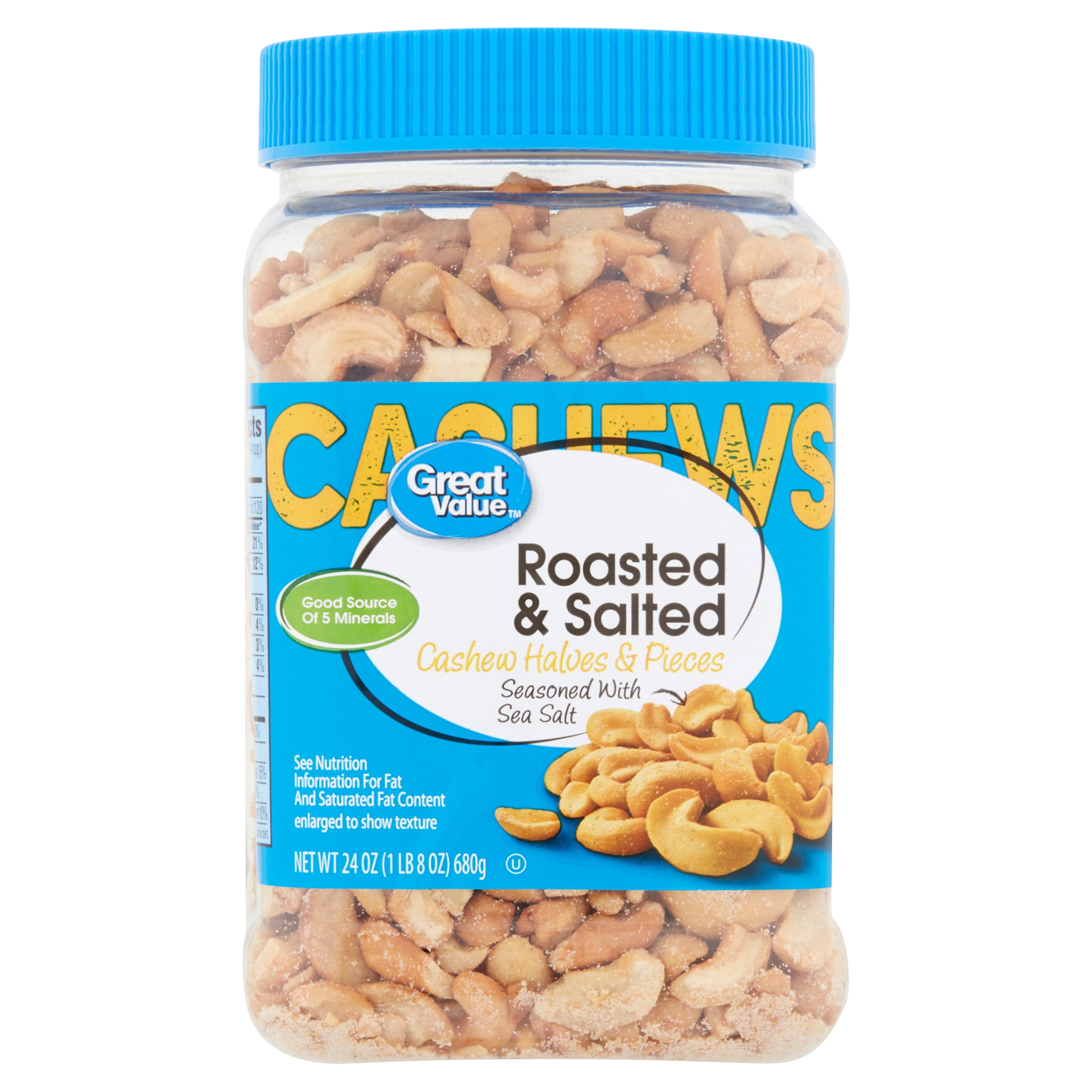 Brandclub - Great Value Roasted & Salted Cashew Halves & Pieces, 24 oz
