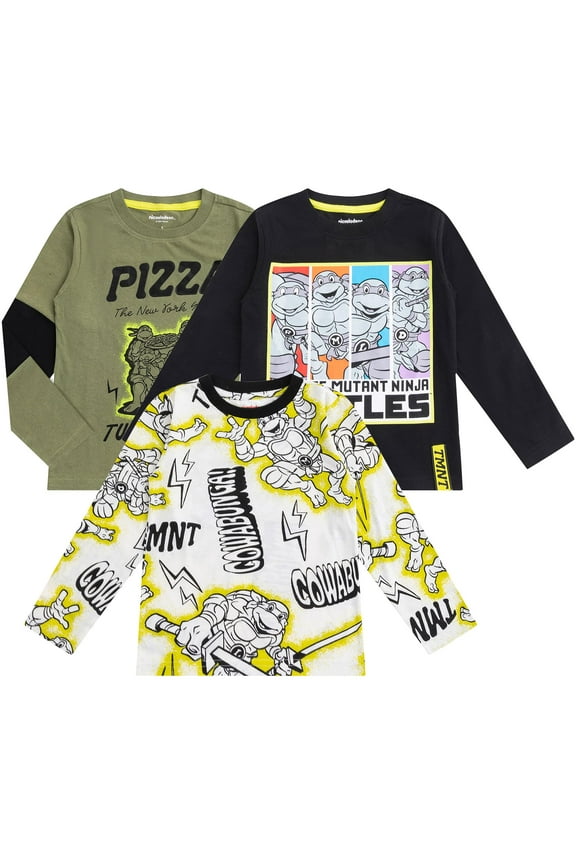 Nickelodeon Teenage Mutant Ninja Turtles Long Sleeve Shirt (Boys), 3 Pack, Sizes 4-16
