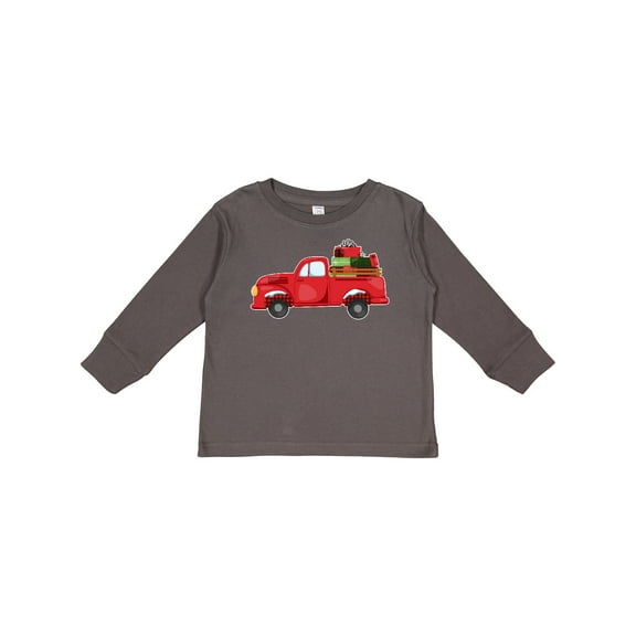 Inktastic Christmas Red Vintage Truck with Presents Boys or Girls Long Sleeve Toddler T-Shirt