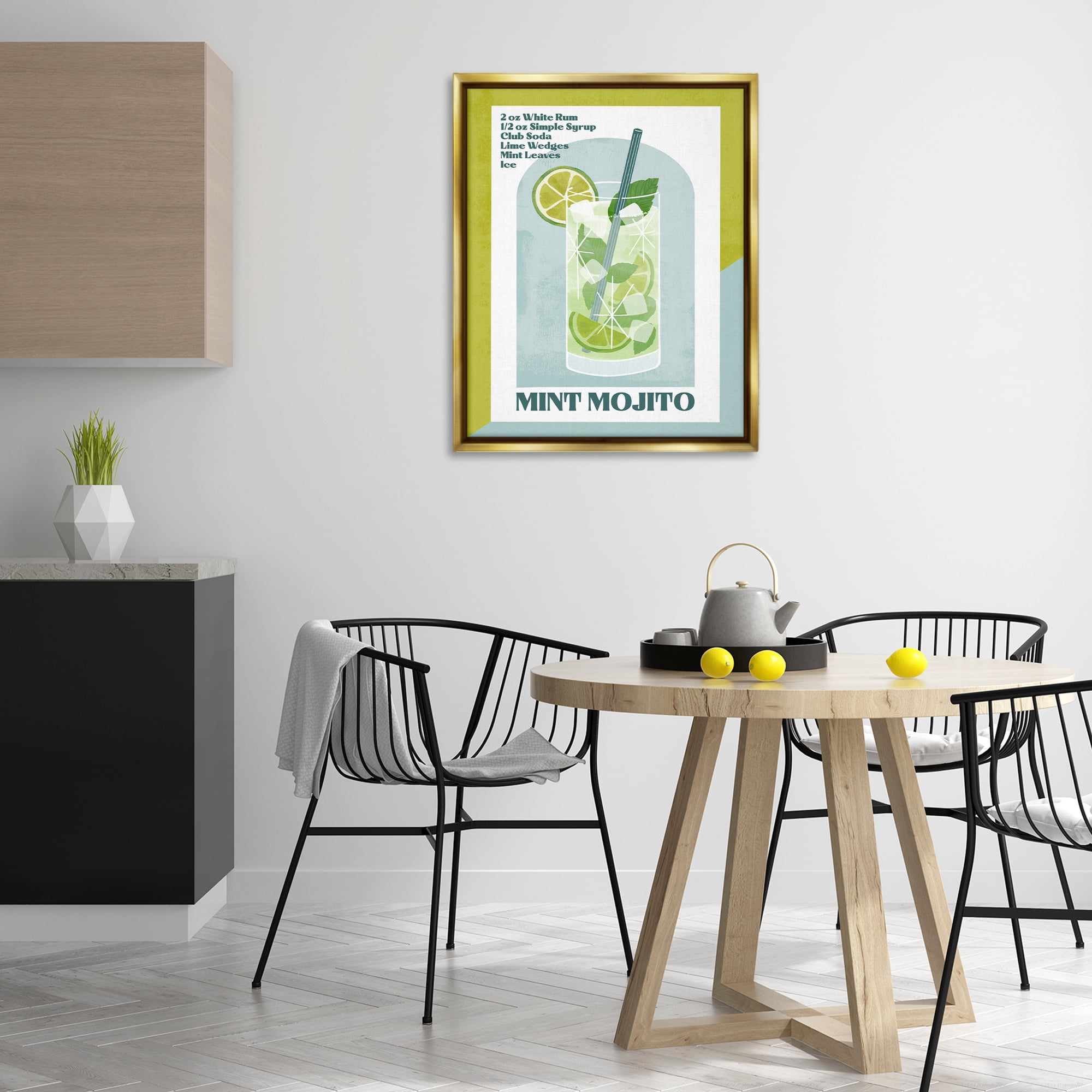 Stupell Industries Retro Mint Mojito Recipe Food & Beverage Painting Gold Floater Framed Canvas Art Print Wall Art, 25 x 31