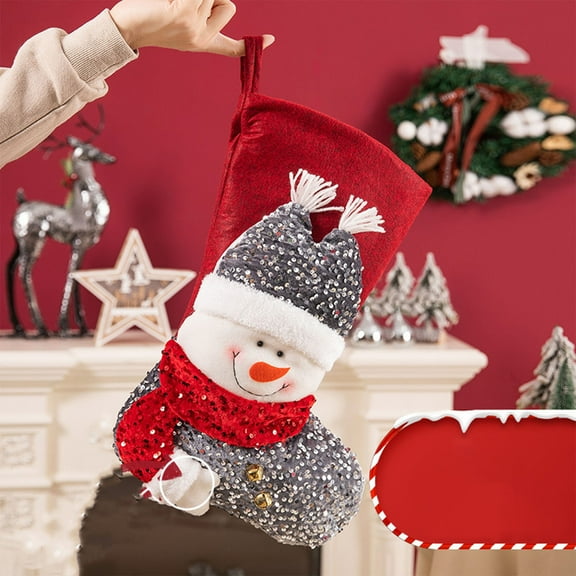 Kbndieu Christmas Stockings, Classic Knitted Christmas Stockings Santa, Snowman, Reindeer Xmas Character Christmas Decorations Gifts for Family Kids
