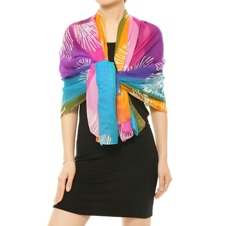 Alton Christmas Unique Bargains Women's Chiffon Rectangle Sheer Wrap Printed Long Scarf ()