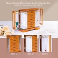 thumbnail image 5 of Stufurhome Wooden Jewelry Box with Mirror and 12 Hooks, Brown Jewelry Box for Woman with Velvet Lining, 5 of 9