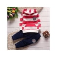 thumbnail image 2 of Baby Boys Outfits Stripe Top Hooded Sweater + Trousers Kids Baby Clothes Set, 2 of 5