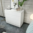 thumbnail image 2 of Lines 35''x 32'' 4 Wood -Drawer Dresser, Chest, Modern 4 Drawer Dresser, Bedroom Chest for Kids Room, Bathroom, Closet, Entryway, Hallway White Finish, 2 of 6