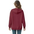 thumbnail image 3 of YDDIAN Plain Hoodies for Women Lightweight Drawstring Oversized Fleece Sweatshirts Crew Neck Fall Basic Long Sleeve Tops Sweaters with Pockets Wine XXL, 3 of 5