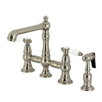 Kingston Brass KS7278BPLBS Bel-Air Two-Handle 4-Hole Deck Mount Bridge Kitchen Faucet with Brass Side Sprayer in Brushed Nickel