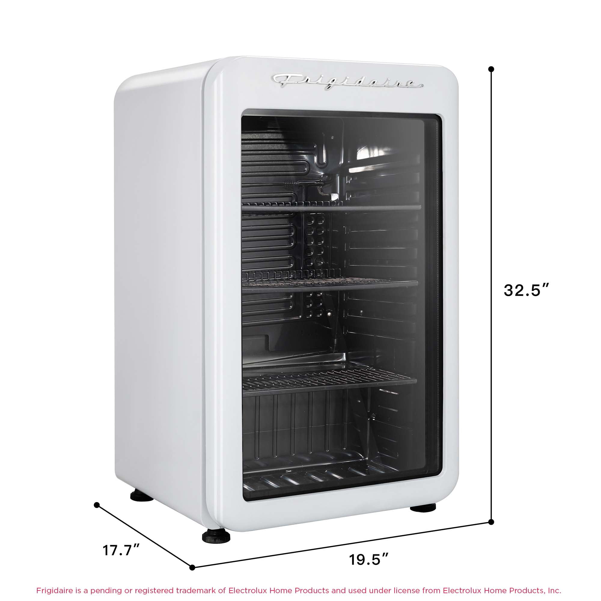 Frigidaire 3.3 Cu. ft. 102 Can Retro Refrigerator, 95 Liter Mini Fridge with Glass Door, White