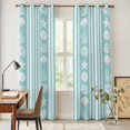 thumbnail image 4 of Teal Striped Coastal Kitchen Curtains 96 Inch Length, Nautical Beach Starfish Shell Grommet Top Bedroom Living Room Curtains, Light Filtering Cafe Curtain Drapes 2 Panels Set 104''x96'', 4 of 9