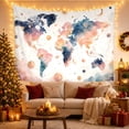 thumbnail image 3 of Celestial Watercolor World Map with Sun and Moon, Dreamy Boho Style for Travel Lovers, Global Wall Art, Graduation Gift, Tapestry Wall Hanging for Bedroom and Dorm, 3 of 7