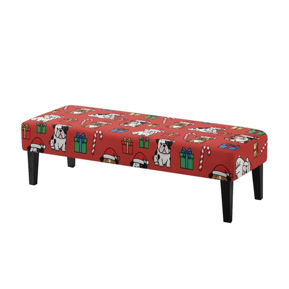 XYZCANDO Polyester Spandex Bench Slipcover for Bedroom Living Room, Anti Pet Hair Stretch Dining Room Bench Covers, Dog Gift Box