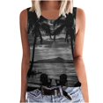 thumbnail image 2 of Titcea Womens Tank Tops Round Neck Sleeveless Summer Travel Graphic Tees Hawaiian Beach Holiday Palm Tree Printed T Shirts, 2 of 5