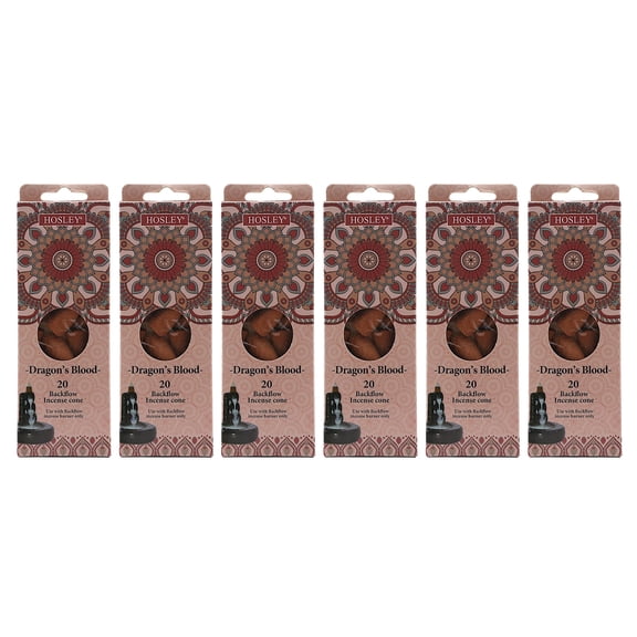 Hosley Dragon's Blood Incense Cones, 120 Count, Essential Oil Infused Backflow Cone Incense for Home Fragrance, Meditation and Relaxation