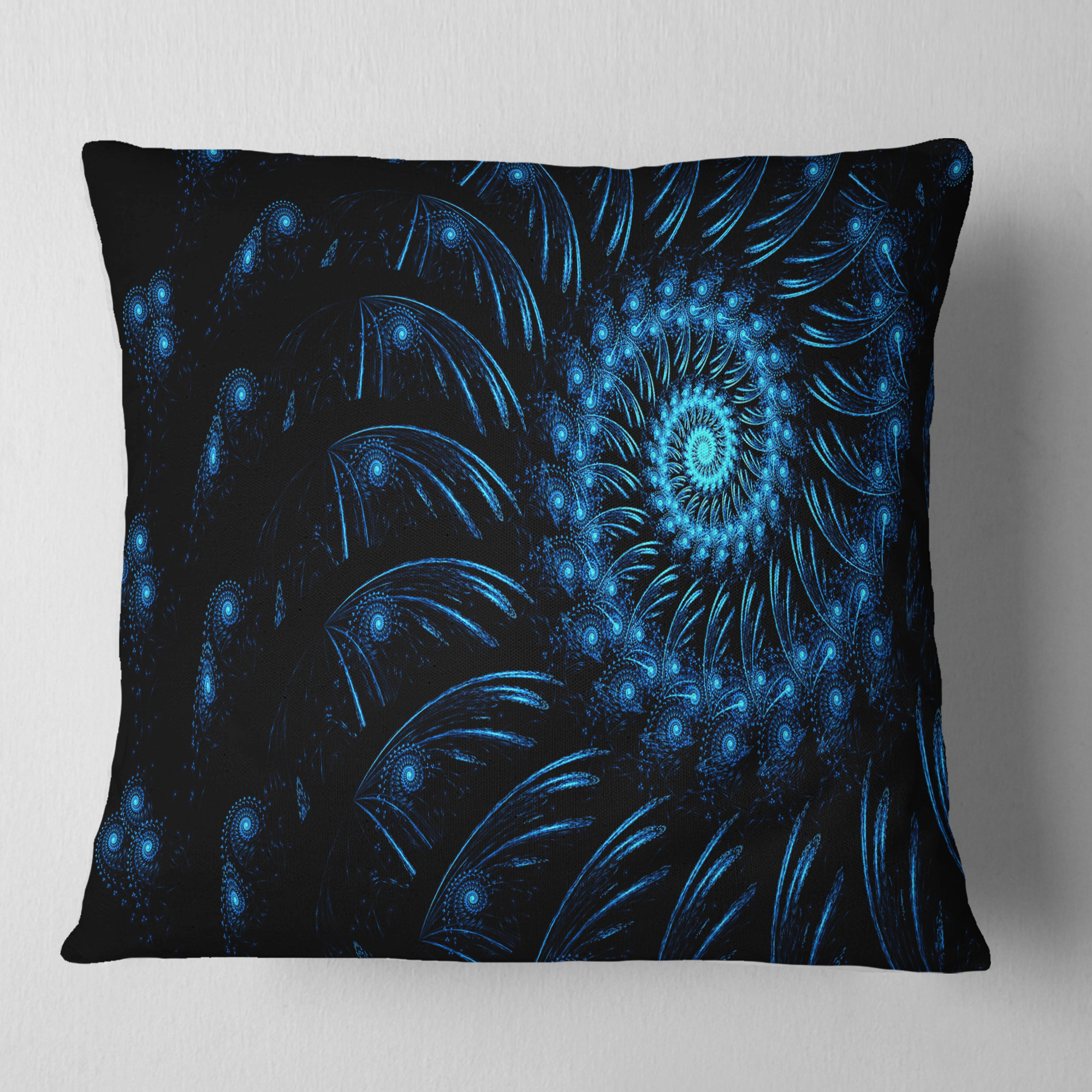 Designart Endless Spiral Snail Blue - Abstract Throw Pillow - 16x16