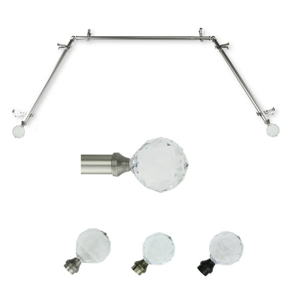 Jeshan 13/16" Bay Window curtain rod 20"-36", 38"-72" - Satin Nickel,(ABay-57-5)